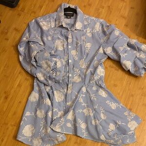 Gracia Blue and White Floral Men's Shirt